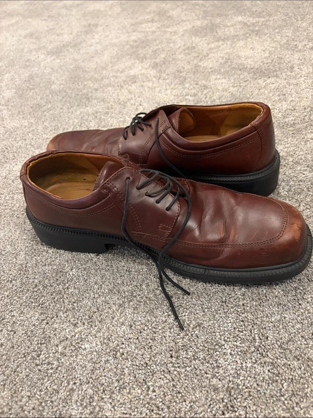 Ecco Brown Leather Derby Lace-Up Shoes